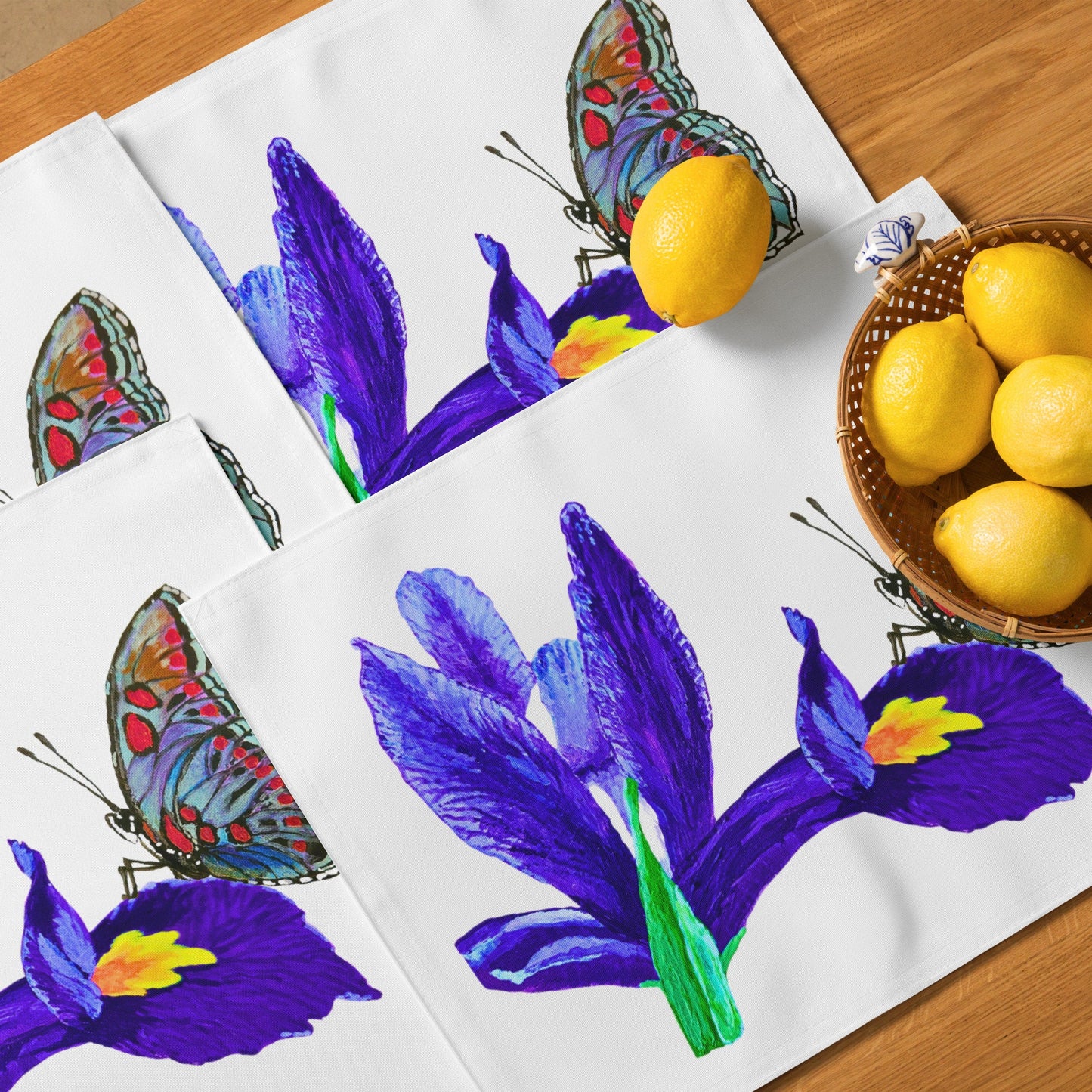 Monarch on Iris Placemat Set of 4, Activity Placemats, Water Resistant, Perfect for Weddings or Family Dinners