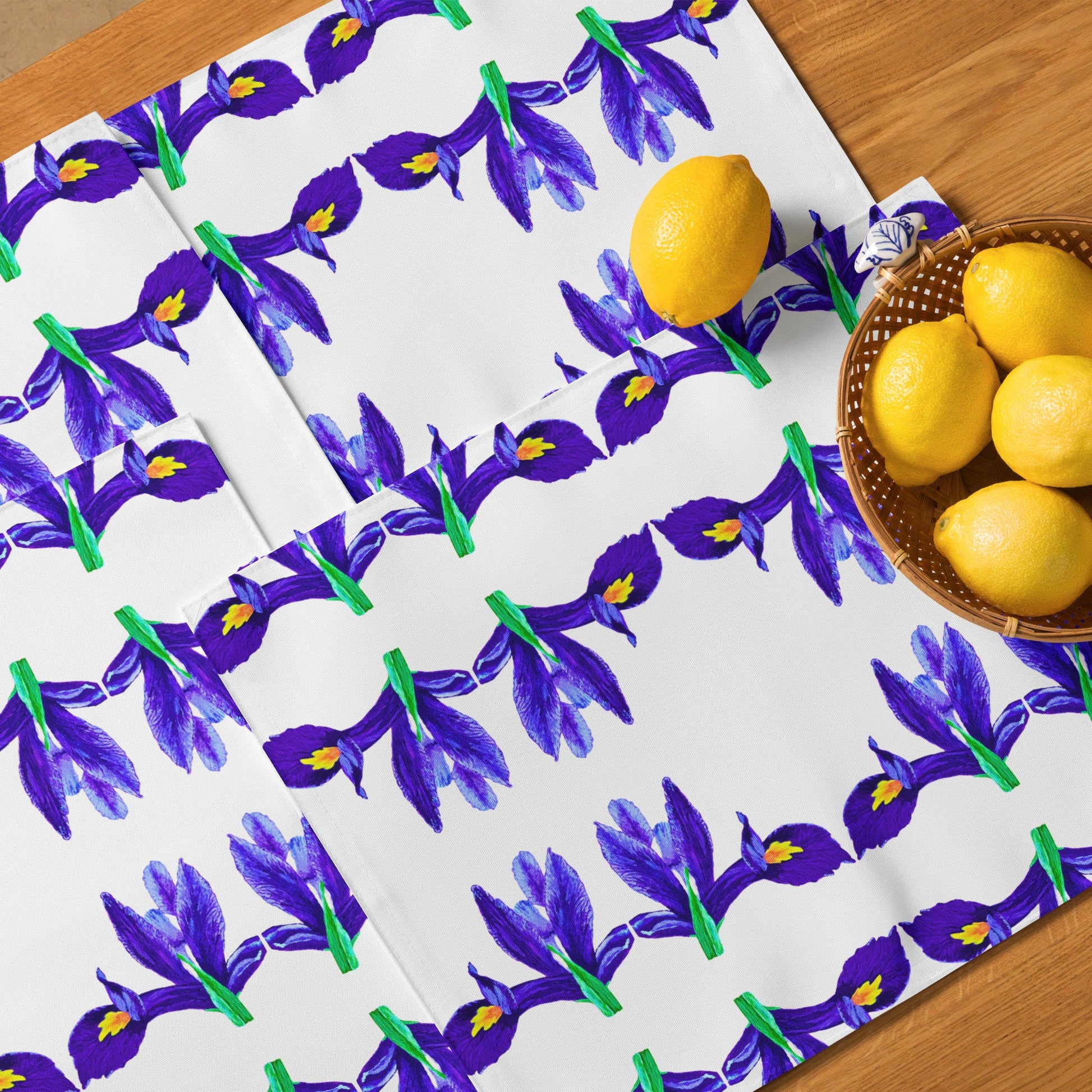 Iris Flower Placemat Set of 4, Perfect for Weddings or Family Dinners, Activity Placemats, Water Resistant