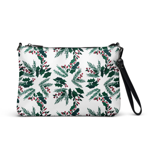 Holiday Floral Purse, Small Trendy Crossbody Bag, Nature Inspired Sling Handbag, Ziptop Closure, Makeup Bag