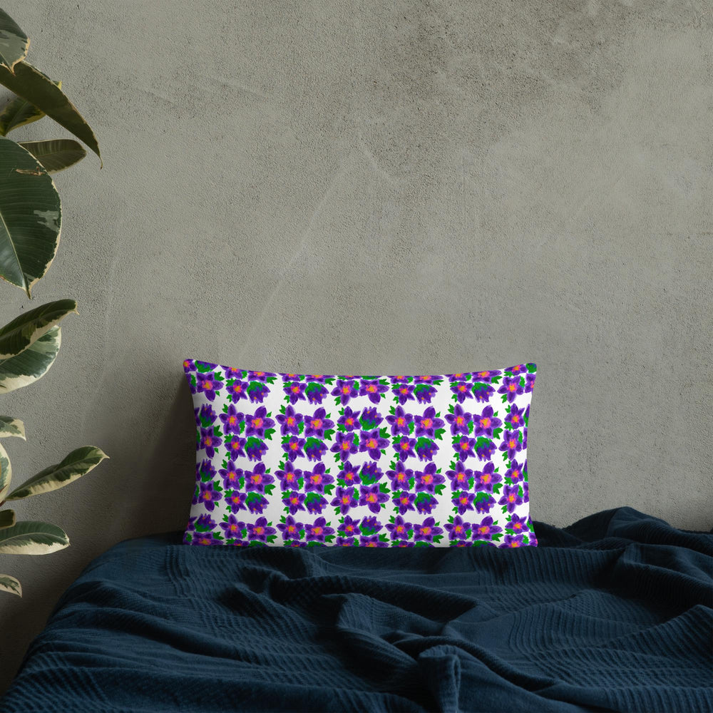 Watercolor Floral Lumbar Pillow, Back Support Botanical Pillow, Colorful Small Spring Pillow, Throw Pillow